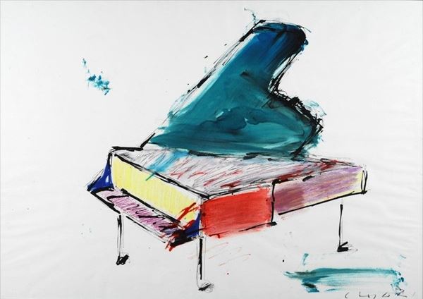 Giuseppe Chiari : Pianoforte  (2000)  - Tecnica mista su carta - Asta Grafica ed Edizioni, Arte Moderna e Contemporanea - III - Galleria Pananti Casa d'Aste
