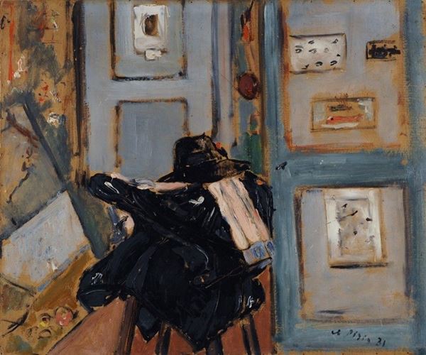 Filippo de Pisis : Il cappotto sulla sedia  (1931)  - Olio su tela - Auction Arte Moderna e Contemporanea - III - Galleria Pananti Casa d'Aste