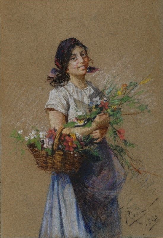 Anonimo, XX Sec. - Donna con Fiori