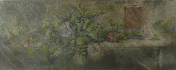 Piero Vignozzi : Rose  - Pastelli a cera su carta riportata su tela - Auction Arte Moderna e Contemporanea - III - Galleria Pananti Casa d'Aste