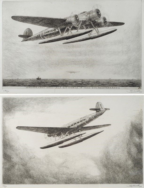 Antonio Carbonati - Idrovolanti Dell'ala Littoria in Volo sul Mediterraneo