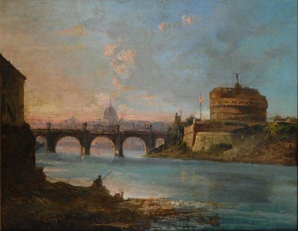 Vincenzo Giovannini - Vista del Tevere all'altezza di Castel Sant'Angelo