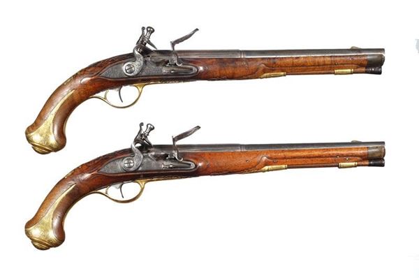 A pair of flintlock pistols                                                                                    