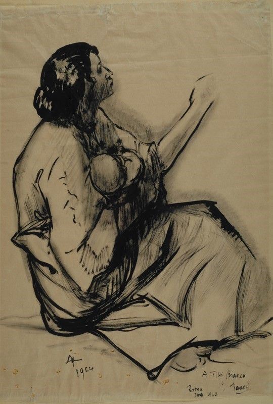 Baccio Maria Bacci : Maternità  (1924)  - China su carta - Asta Grafica ed Edizioni, Arte Moderna e Contemporanea - III - Galleria Pananti Casa d'Aste