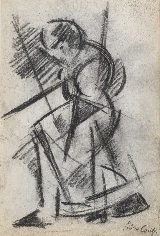 Primo Conti : Figura  - Carboncino su carta - Auction Arte Moderna e Contemporanea - III - Galleria Pananti Casa d'Aste