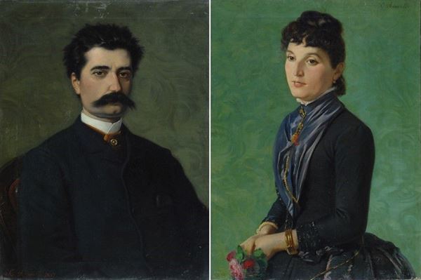 Luigi Ademollo - Ritratto di signora; Ritratto di uomo