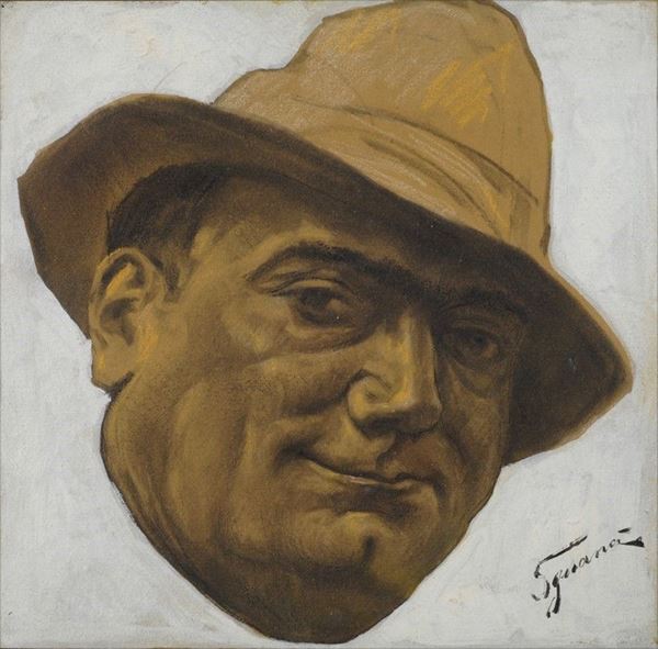 Aldo Sguanci : Ritratto di Enrico Caruso  - Tempera su carta - Asta AUTORI DEL XIX E XX SEC - II - Galleria Pananti Casa d'Aste