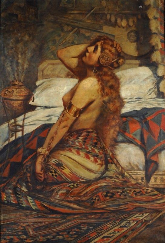 Anonimo, XX sec. : Odalisca  - Olio su tela - Asta AUTORI DEL XIX E XX SEC - II - Galleria Pananti Casa d'Aste