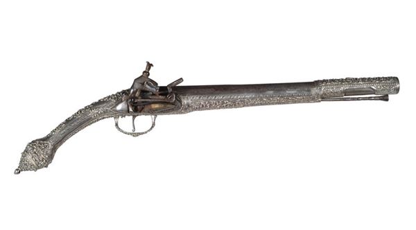 A flintlock pistol                                                                                         