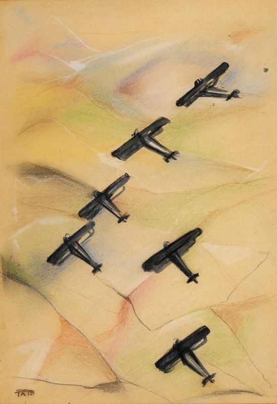 (Guglielmo Sansoni) Tato - Aereopittura