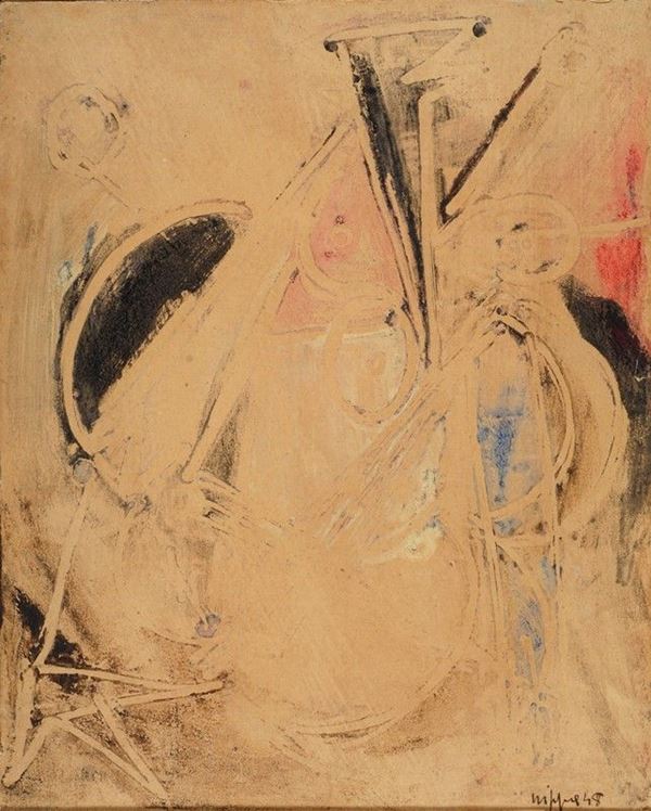 Roberto Crippa : Senza titolo  (1948)  - Monotipo su carta riportata su tela - Auction Arte Moderna e Contemporanea - III - Galleria Pananti Casa d'Aste