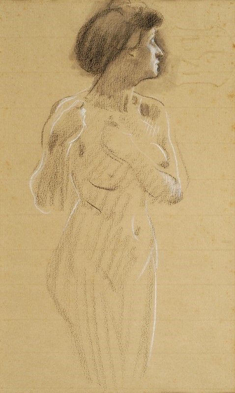 Adolf Hir&#233;my Hirschl : Nudo di donna  - Matita e pastello su carta - Asta AUTORI DEL XX SEC - Galleria Pananti Casa d'Aste