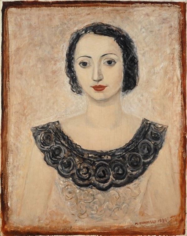 Massimo Campigli : Ritratto di Magda Jucker  (1934)  - Olio su tela - Auction Arte Moderna e Contemporanea - III - Galleria Pananti Casa d'Aste