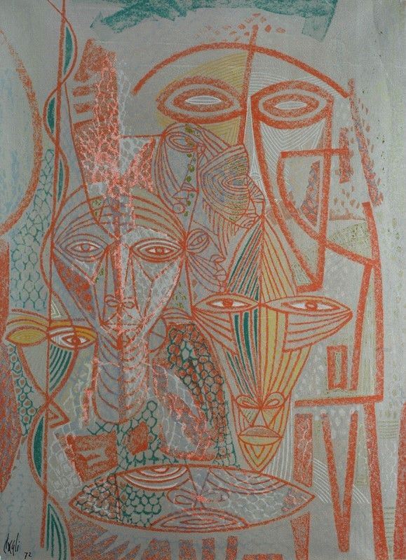 Corrado Cagli : Senza titolo  (1972)  - Tecnica mista su cartoncino riportato su tela - Auction Arte Moderna e Contemporanea - III - Galleria Pananti Casa d'Aste