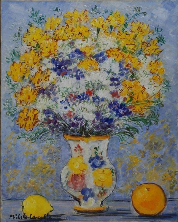 Michele Cascella : Vaso con fiori  - Olio su tela - Auction Arte Moderna e Contemporanea - III - Galleria Pananti Casa d'Aste