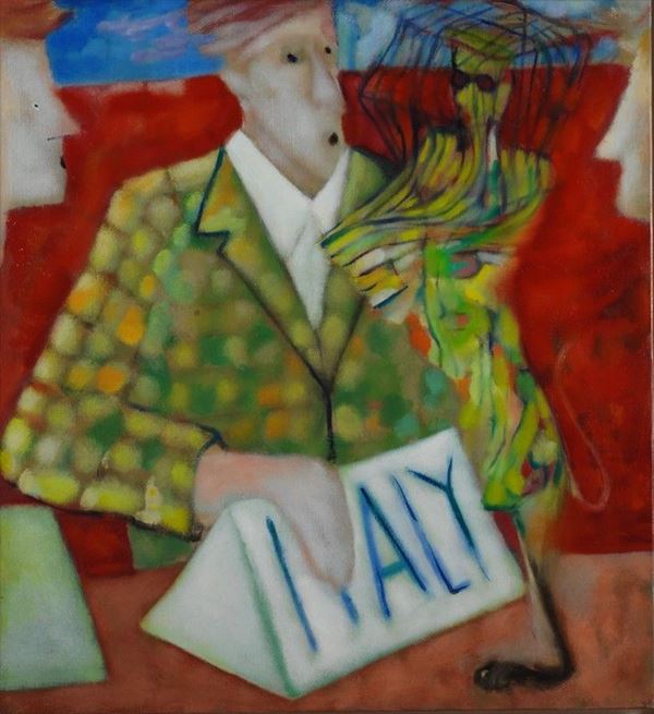 Marco Cingolani : United nations (il delegato e la sfinge)  (2006)  - Olio su tela - Auction Arte Moderna e Contemporanea - III - Galleria Pananti Casa d'Aste