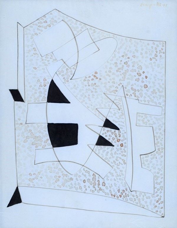 Alberto Magnelli : Composizione  (1941)  - Tecnica mista su carta - Asta Grafica ed Edizioni, Arte Moderna e Contemporanea - III - Galleria Pananti Casa d'Aste