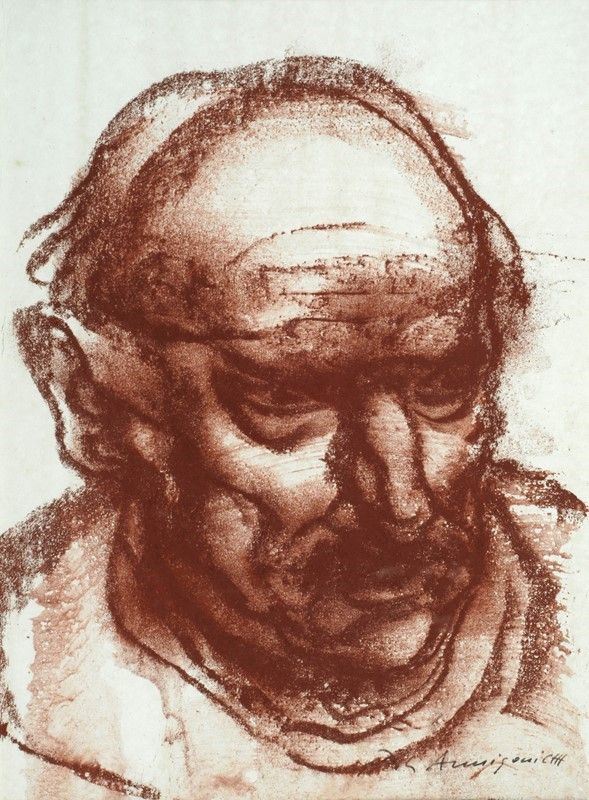 Pietro Annigoni : Volto maschile  - Auction Arte Moderna e Contemporanea - III - Galleria Pananti Casa d'Aste