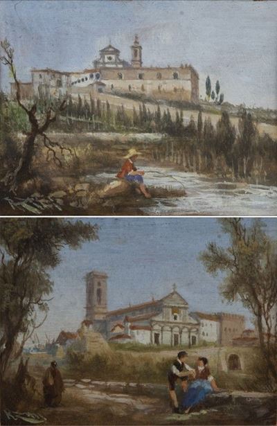 Paesaggio con la Chiesa di San Miniato sullo Sfondo; Paesaggio con la Certosa Fiorentina sullo Sf...