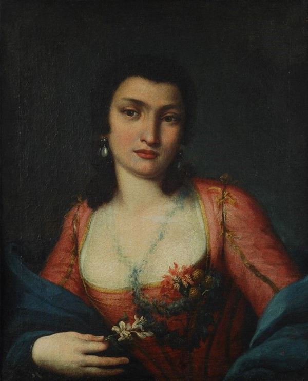 Scuola Veneta, XVIII sec. : Ritratto femminile  - Olio su tela - Asta Orologi, Antiquariato - I - Galleria Pananti Casa d'Aste