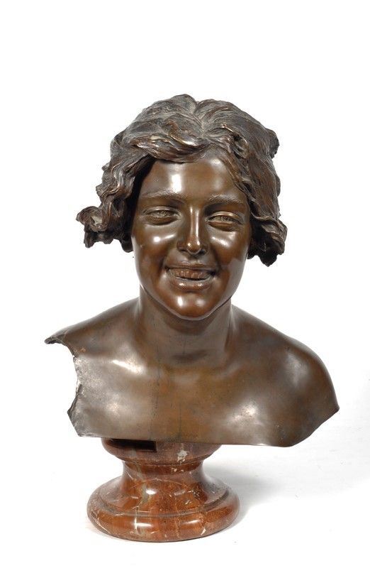 Giuseppe Renda : Busto femminile  (1912)  - Bronzo - Asta AUTORI DEL XIX E XX SEC - II - Galleria Pananti Casa d'Aste