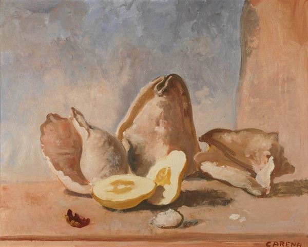 Felice Carena : Natura morta con conchiglie  ((1958))  - Auction Arte Moderna e Contemporanea - III - Galleria Pananti Casa d'Aste