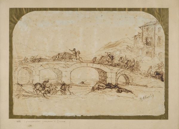 Dipinto a china e matita                                                                              (Italia, Regno, 1859 ca.  - Kingdom of Italy, circa 1859                       )  - Asta ARMI ANTICHE, MILITARIA, LIBRI - Galleria Pananti Casa d'Aste