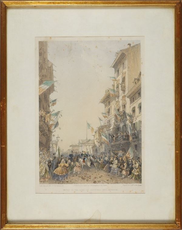 Stampa colorata                                                                                       (Italia, 1860 ca.                                  )  - Asta ARMI ANTICHE, MILITARIA, LIBRI - Galleria Pananti Casa d'Aste