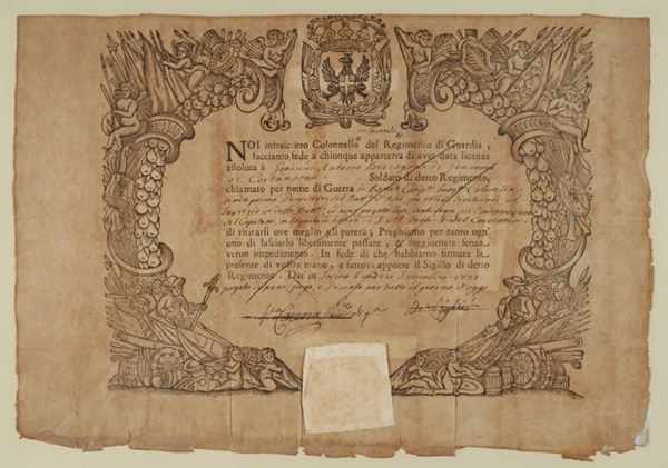 Diploma                                                                                               (Italia, Piemonte, 1737                            )  - Auction Armi antiche e Militaria - Galleria Pananti Casa d'Aste