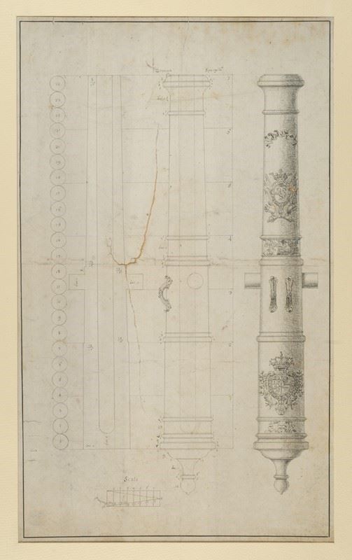 Disegno di cannone                                                                                    (Italia, Regno di Sardegna, 1700 ca.               )  - Asta ARMI ANTICHE, MILITARIA, LIBRI - Galleria Pananti Casa d'Aste