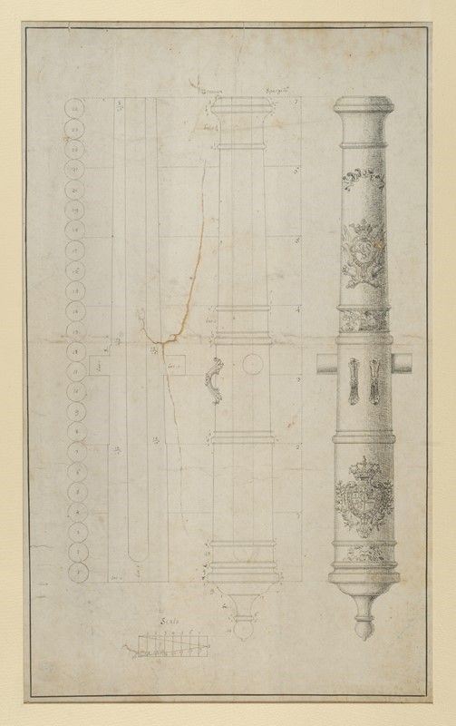 Disegno di cannone                                                                                    (Italia, Regno di Sardegna, 1700 ca.               )  - Asta Armi antiche e Militaria - Galleria Pananti Casa d'Aste