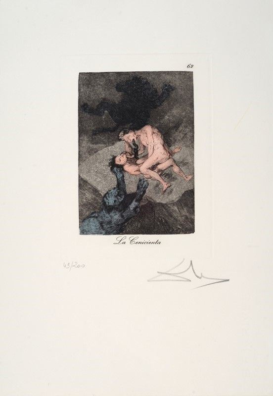 Salvador Dal&#236; : Le Caprices de Goya, La Cenicienta  (1977)  - Fotoincisione con incisione e puntasecca a colori su carta Rives - Asta GRAFICA ED EDIZIONI - Galleria Pananti Casa d'Aste