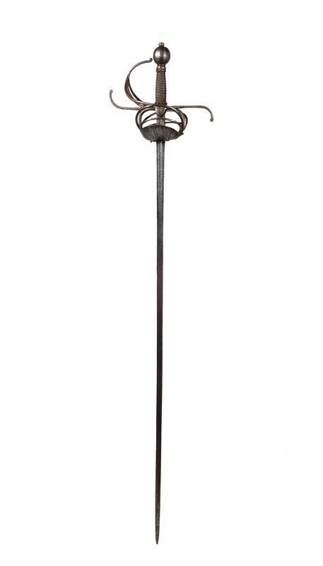 A cage-hilted sword