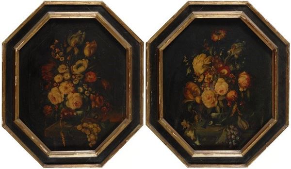 Anonimo, XIX sec. - Coppia di nature morte