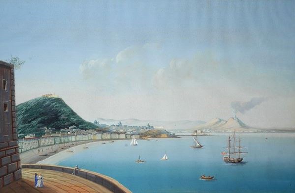 Anonimo, XIX - XX sec. - Veduta del Golfo di Napoli