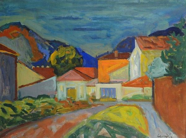 Angelo Maria Landi - Paesaggio con case