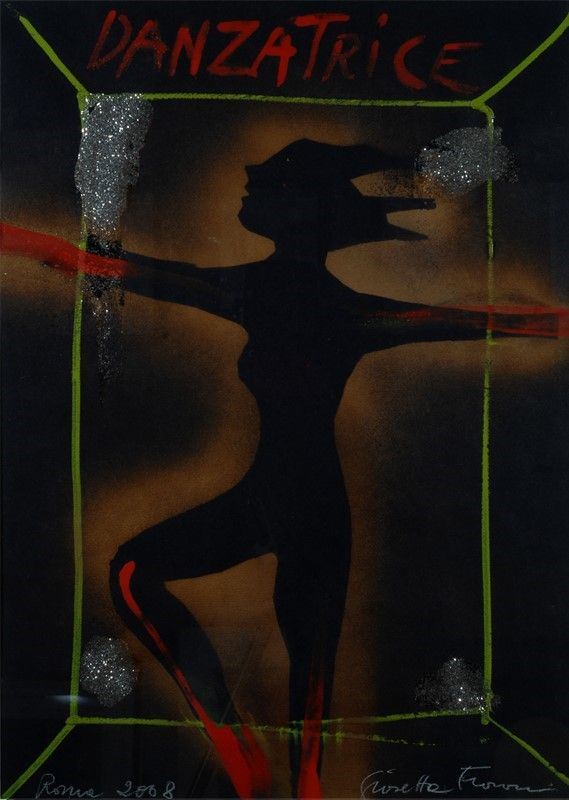 Giosetta Fioroni : Danzatrice  (2008)  - Tecnica mista su carta - Asta Arte Moderna e Contemporanea - III - Galleria Pananti Casa d'Aste