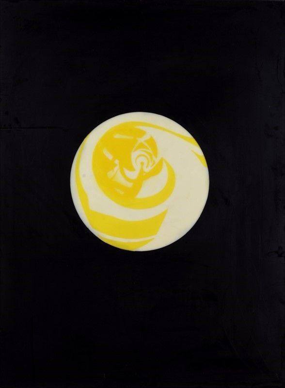 Domenico Bianchi : Senza parole (nero e giallo)  (2005)  - Cera su tela applicata su legno - Asta Arte Moderna e Contemporanea - III - Galleria Pananti Casa d'Aste