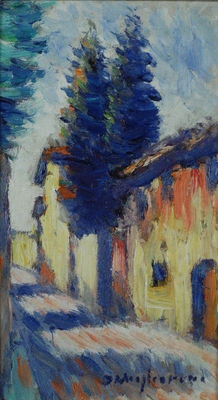 Dino Migliorini - Scorcio di Strada con Case