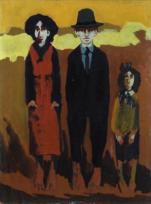 Marcello Boccacci : I disoccupati (famiglia toscana)  (1950)  - Olio su legno - Asta Arte Moderna e Contemporanea - III - Galleria Pananti Casa d'Aste