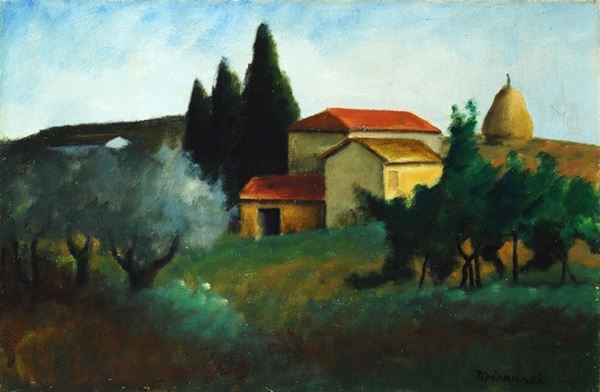 Nino Tirinnanzi : Casolari di campagna  (1954)  - Olio su tela - Asta Arte Moderna e Contemporanea - III - Galleria Pananti Casa d'Aste