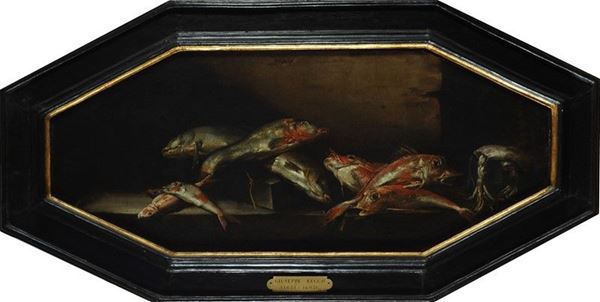 Scuola Italia Meridionale, XVII sec. : Natura morta con pesci  - Auction Orologi, Antiquariato - I - Galleria Pananti Casa d'Aste