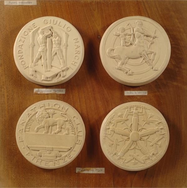 Mario Moschi : Quattro medaglioni   - Gesso - Asta AUTORI DEL XIX E XX SEC - II - Galleria Pananti Casa d'Aste