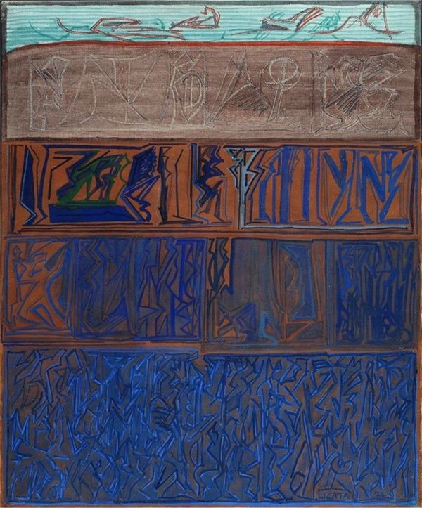 Riccardo Licata : Composizione  (1974)  - Olio su tela - Asta Arte Moderna e Contemporanea - III - Galleria Pananti Casa d'Aste