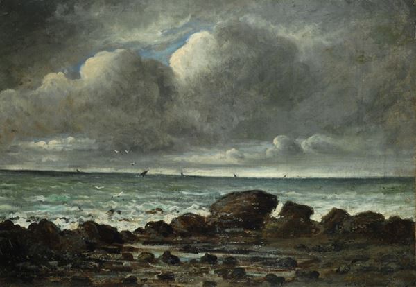 Ruggero Panerai : Rough sea  - Oil painting on canvas - Auction ANTIQUES, AUTHORS OF XIX AND XX CENTURY - II - Galleria Pananti Casa d'Aste