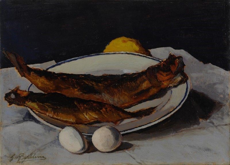 Giovanni Bartolena - Natura Morta con Aringhe e Uova
