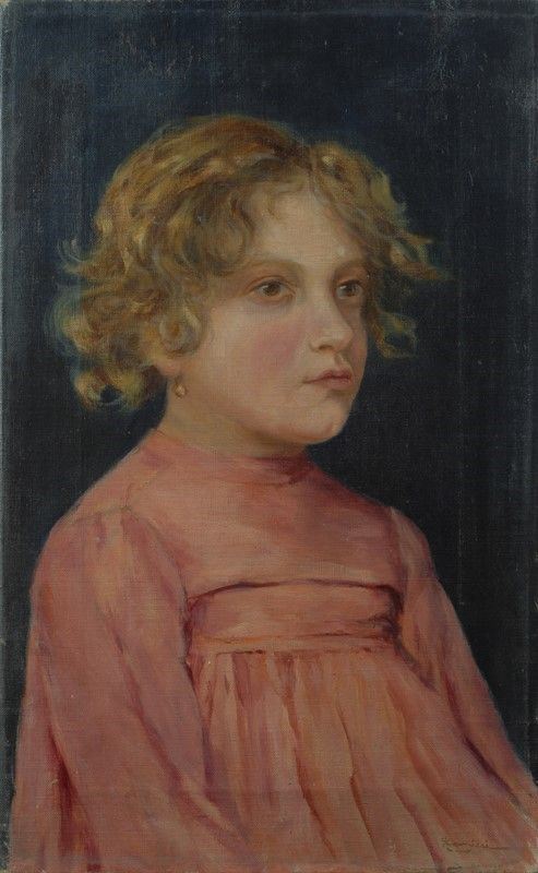 Niccol&#242; Cannicci : Portrait of little girl  - Oil painting on canvas - Auction ANTIQUES, AUTHORS OF XIX AND XX CENTURY - I - Galleria Pananti Casa d'Aste
