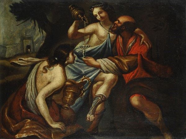 Scuola Fiorentina, XVIII sec. : Loth and the daughters  - Oil painting on canvas - Auction ANTIQUES, AUTHORS OF XIX AND XX CENTURY - I - Galleria Pananti Casa d'Aste