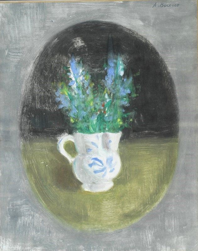 Antonio Bueno - Caraffa con Fiori in Ovale