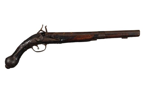 Pistola bresciana a pietra focaia, XVIII sec.